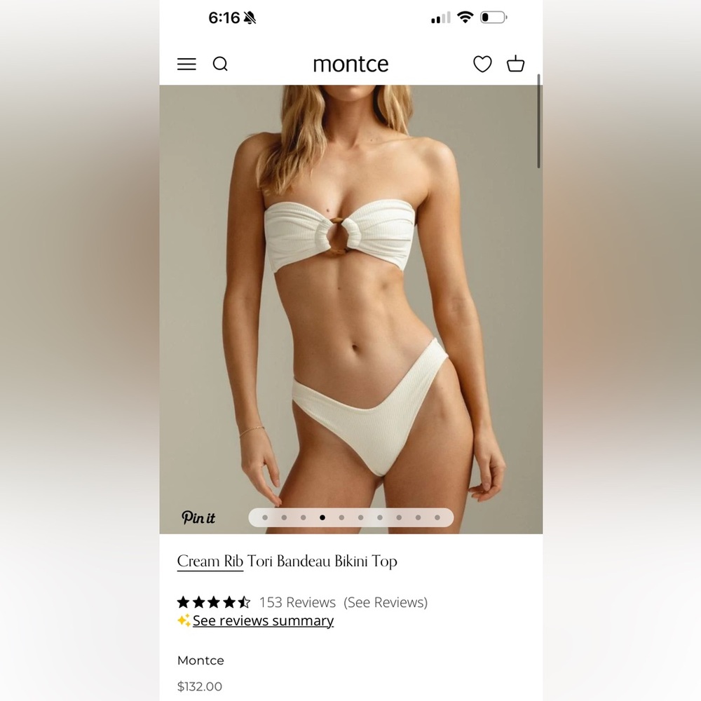 Montce Cream Ribbed Tori Bikini set